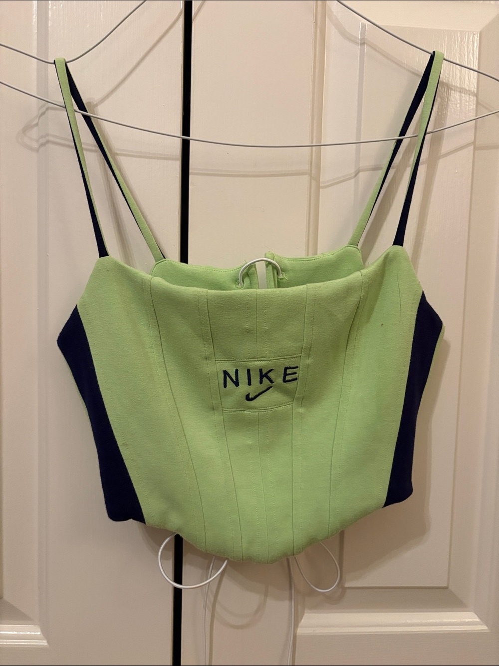 Recycled Nike Lime Green & Navy Corset Crop Top